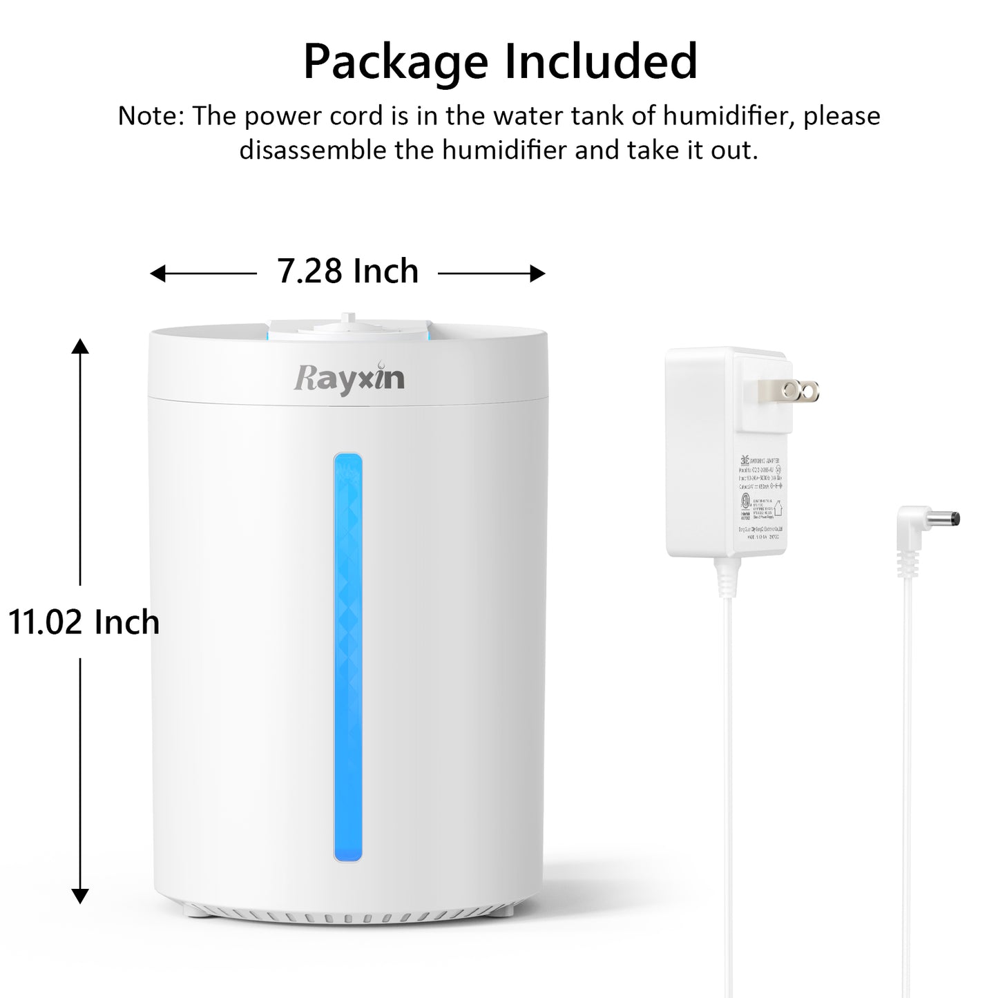 Rayxin Air Humidifier, Filter-Free Ultrasonic Cool Mist, 4L Essential Oil Diffuser, White
