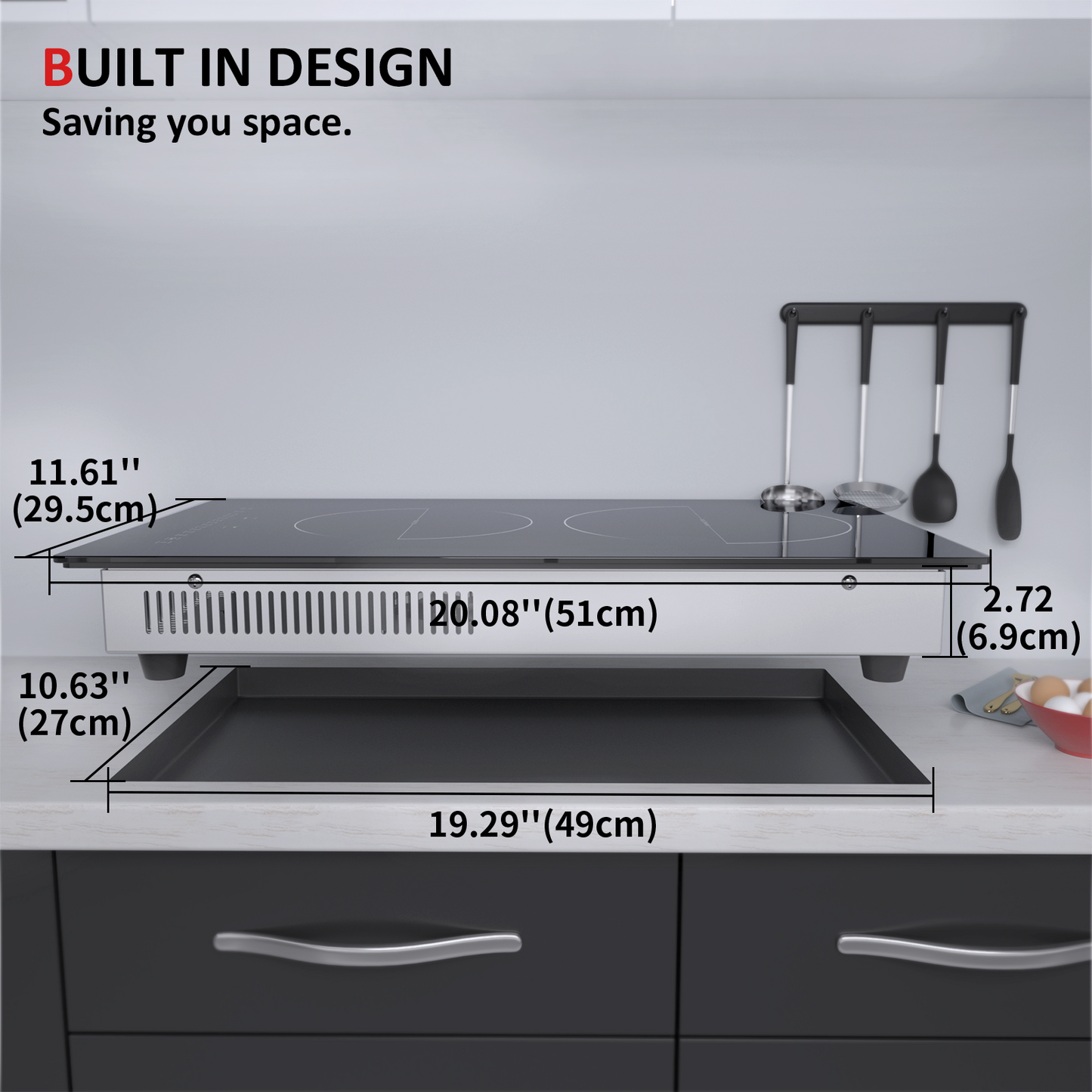 IsEasy Induction Cooktop, 11" 2 Burners Electric Stove, 3400W 220V with Boost