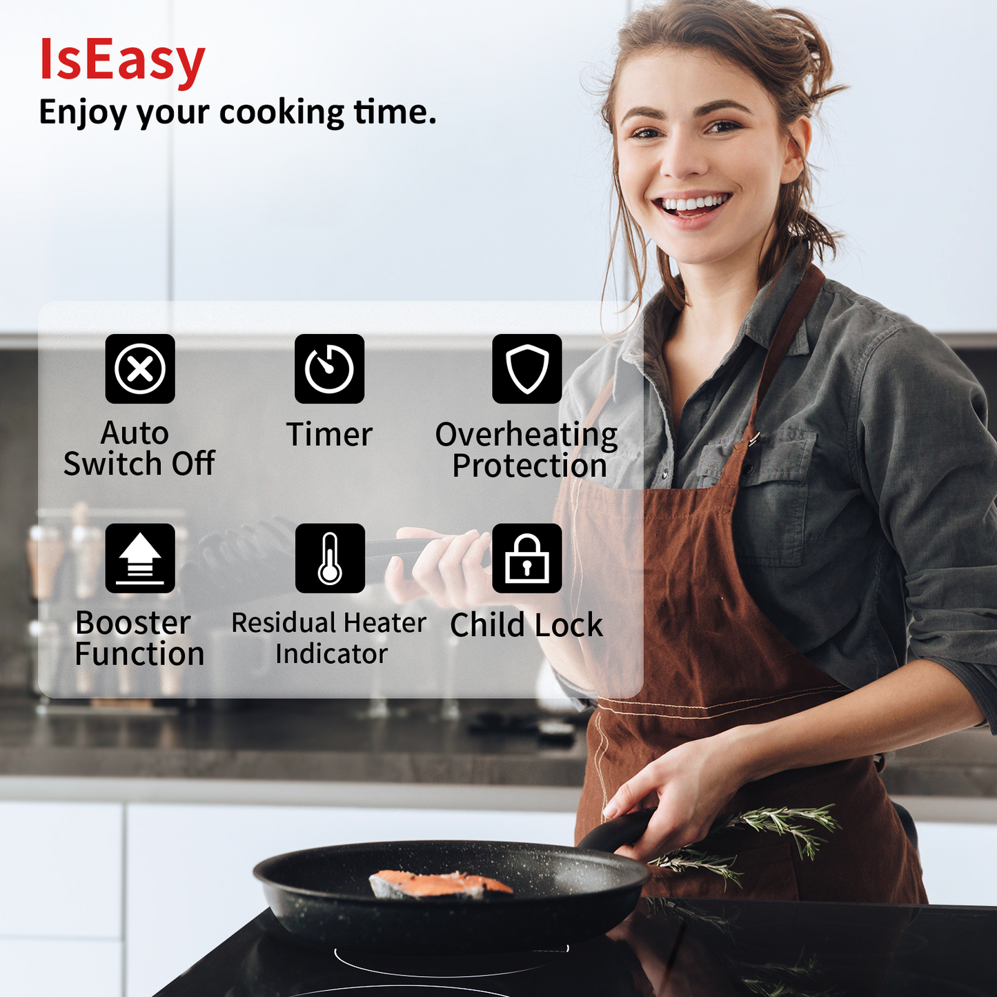 IsEasy Induction Cooktop, 11" 2 Burners Electric Stove, 3400W 220V with Boost