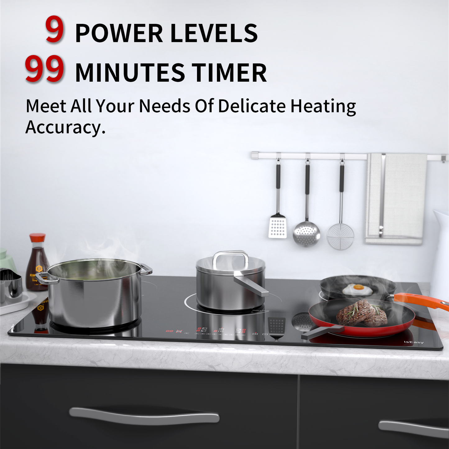 IsEasy Induction Cooktop, 35" 5 Burners Electric Stove, 8600W 220V with Boost