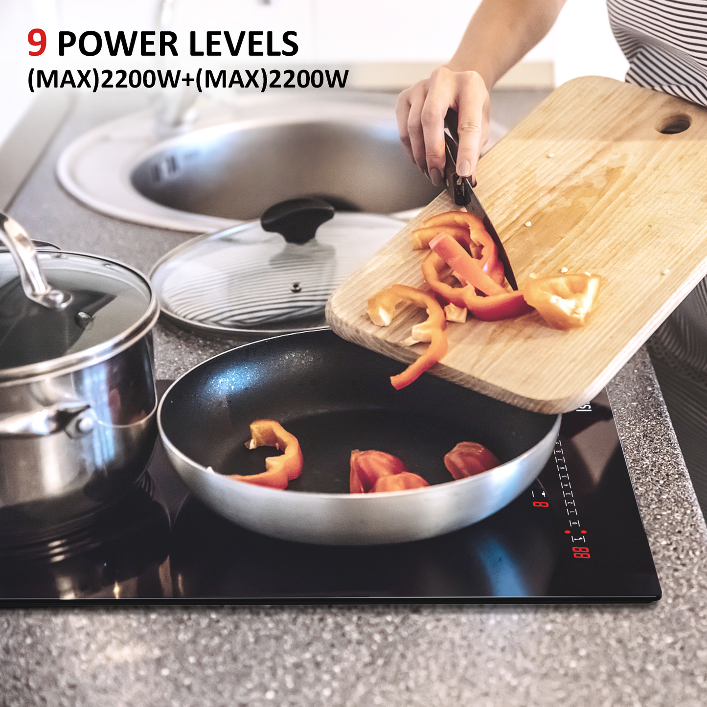 IsEasy Induction Cooktop, 11" 2 Burners Electric Stove, 3400W 220V with Boost