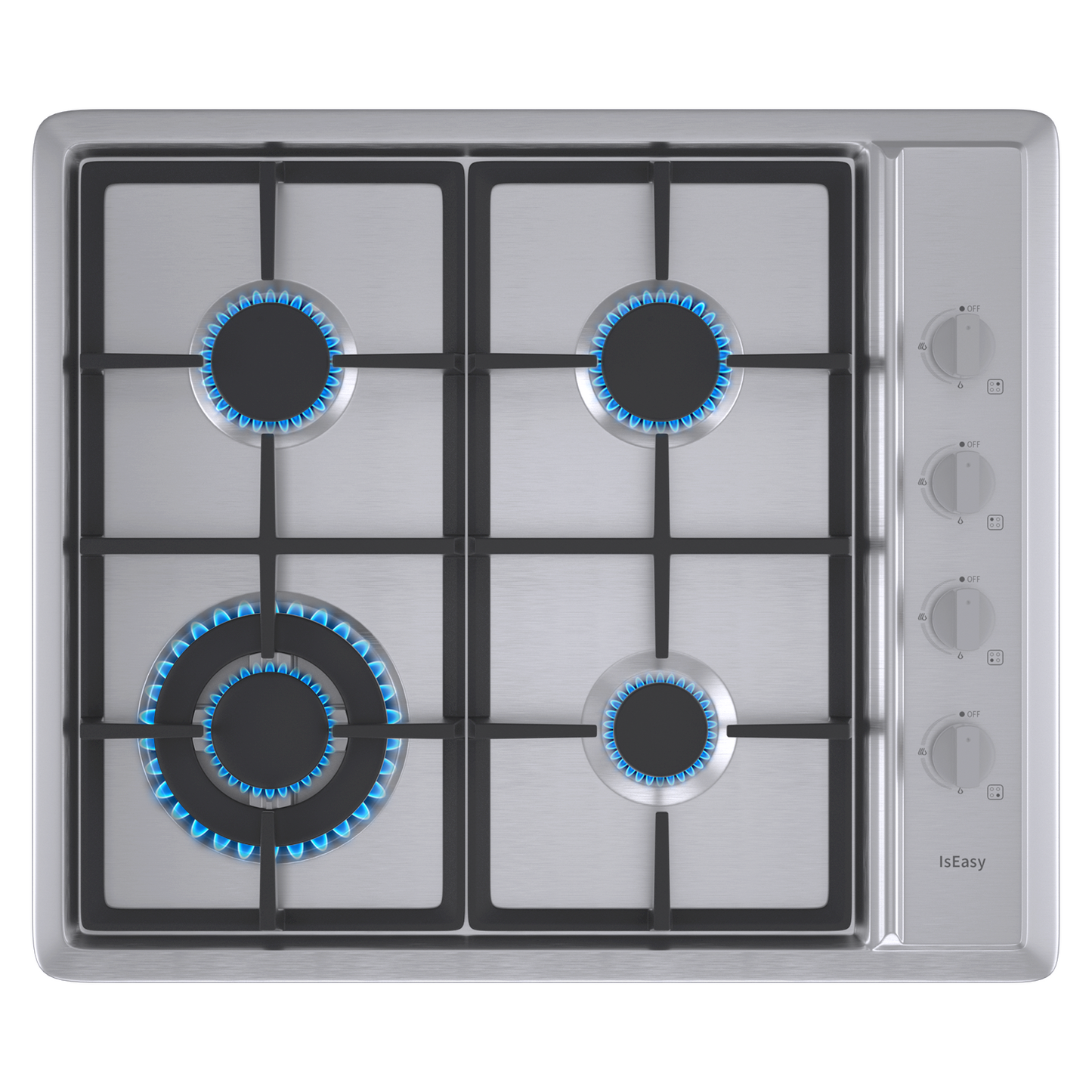 IsEasy Gas Cooktop, 24” 4 Burners Built-in Gas Hob, Stainless Steel Stove Top