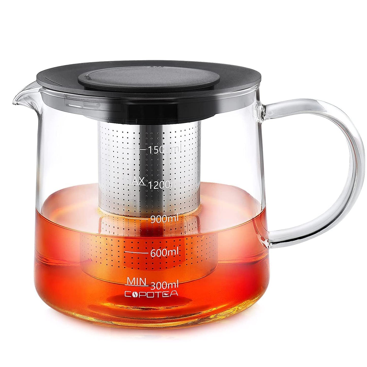 COPOTEA Clear Teapot with Infuser, 50oz (1500ml) Clear Tea Kettle