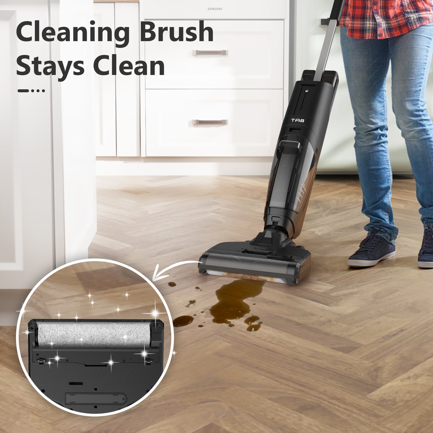 TAB T6 Smart Cordless Wet Dry Vacuum Cleaner, One-Step Cleaning Mop for Sticky Messes and Pet Hair, LCD Display, Smart to Clean Tough Dirt and Pet Hair